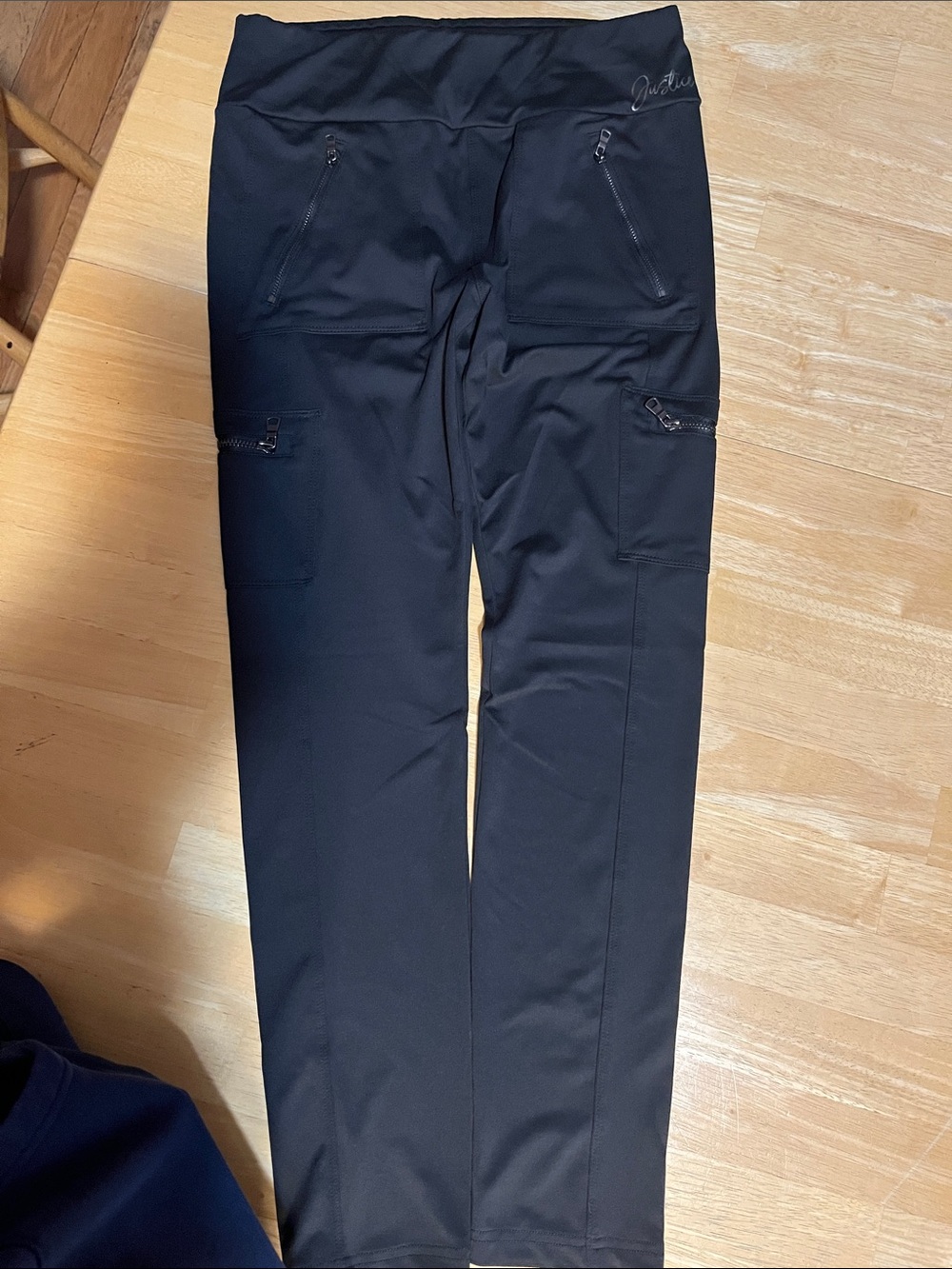 Justice Black Girls' Active Cargo Leggings Zippers Size 18-20 Full Length
